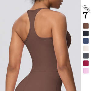 เสื้อกล้ามโยคะแบบมีฟองน้ำสำหรับผู้หญิง ขายส่งตามสั่ง สีพื้น แห้งเร็ว เหมาะสำหรับออกกำลังกาย ฟิตเนส เล่นกีฬา จำหน่ายจำนวนมาก - Product Image 1