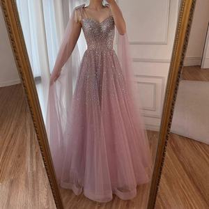 Serene Hill LA73072 gaun <span class=keywords><strong>Prom</strong></span> malam A-line tanpa lengan merah muda dengan tali gaun pesta pernikahan untuk wanita 2025 - Product Image 1