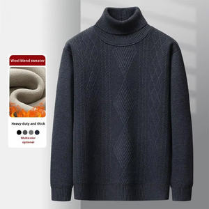 Nuovo Stile Maglione da <span class=keywords><strong>Uomo</strong></span> Casual Slim Fit Basic a Collo Alto Leggero Lavorato a <span class=keywords><strong>Maglia</strong></span> - Product Image 2