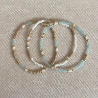 Pulseras elásticas apilables de cuentas de colores, joyería bohemia con cuentas para mujer, estilo delicado para verano y playa