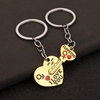 Cadeau de la Saint-Valentin pour toi : porte-clés en alliage de zinc avec impression UV, motif cœur et clé, pour couples, en gros