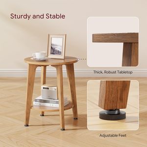 Table d'appoint compacte SENYU en bois de noyer rustique avec plateau et étagère de rangement, table de chevet pour petits appartements/dormitoires, table polyvalente laquée - Product Image 4
