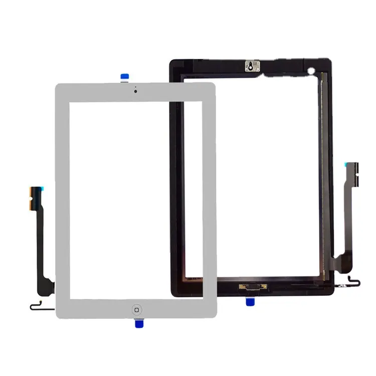 factory price touch screen replacement for ipad 4 and for iPad3 touch with home button assembly