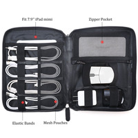 Organisateur de câbles personnalisé OEM ODM, sac de rangement pour accessoires électroniques numériques en cuir imperméable, étui pour appareils électroniques