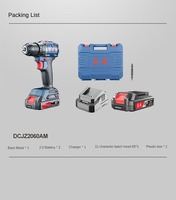 Perceuse électrique sans fil Dongcheng 20V DCJZ2060AM, visseuse électrique rechargeable, double vitesse, marche avant et arrière, Lithium