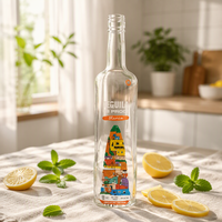 Botol Kaca Vodka Gin Kosong Mewah Ukuran Tinggi 750ml dengan Cetak Offset, Finishing Extra Flint, dan Tutup Sekrup Ropp