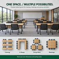 Table de formation mobile à roulettes avec plateau rabattable et design empilable pour bureaux, salles de conférence, salles de classe et espaces de séminaire