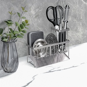 Égouttoir à éponges double niveau en acier inoxydable pour évier de cuisine, support de rangement pour brosses de nettoyage, usage domestique - Product Image 4