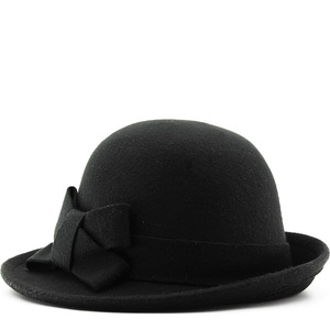 <span class=keywords><strong>Sombreros</strong></span> <span class=keywords><strong>de</strong></span> fieltro <span class=keywords><strong>de</strong></span> lana vintage cálidos <span class=keywords><strong>de</strong></span> invierno para mujer con logotipo personalizado, lazo y visera, ideales para fiestas, ceremonias, iglesias, estilo Kentucky - Product Image 5