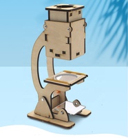 Microscope en bois pour expériences n°2 E200 pour les élèves du primaire et du secondaire, kit de bricolage fait main, petit jouet éducatif scientifique