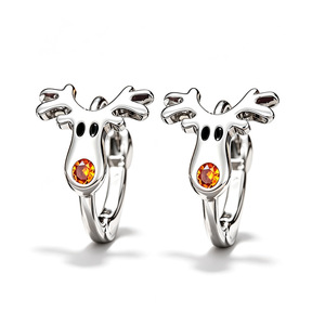 Pendientes de Oreja con Diseño de Reno de Nariz Roja para Mujer, Accesorios de Oreja con Temática Navideña - Product Image 1