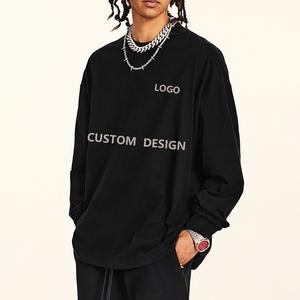 Camiseta de Algodón de Manga Larga, Cuello Redondo, Tejido Grueso, Casual, Holgada, para Hombre, Transpirable y Ecológica - Product Image 1