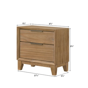 Comodino Contemporaneo a 2 Cassetti con Finitura in Legno Naturale - Product Image 4