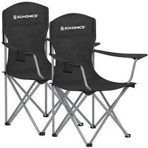SONGMICS – lot de 2 chaises de Camping pliantes avec porte-gobelet, capacité de charge Max. 150 kg, chaise de camping en plein air