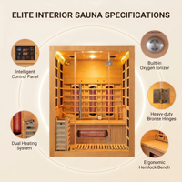 Sauna électrique moderne Ploutara Contractor 150 cm en cèdre canadien, infrarouge, vapeur, CE, FSC, faible EMF, 185F, rapide, modulaire, préfabriqué