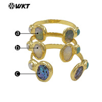 MPB138 Bracelet manchette de luxe plaqué or 18 carats avec coquillage naturel, pierre et perle, style bohème pour femme, idéal comme cadeau