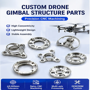 Pièces de Structure de cardan de Drone de haute précision usinées CNC aluminium et acier inoxydable Type suisse CNC usinage noir - Product Image 3