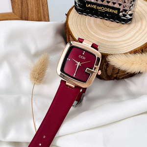 Reloj de pulsera de cuarzo para mujer con esfera grande, correa de cuero de alta gama, resistente al agua. - Product Image 3