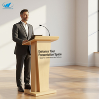 Podio de Madera de Estilo Moderno y Minimalista para Discursos, Conferencias y Presentaciones, Venta al Por Mayor