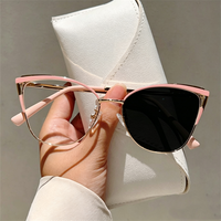 Lunettes de soleil photochromiques œil-de-chat surdimensionnées pour femmes, à changement de couleur, anti-lumière bleue, en métal, style optique, très tendance