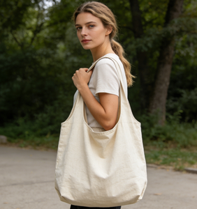 Sac fourre-tout en toile de coton bio recyclable de 12 oz, personnalisé avec logo, de haute qualité, sac fourre-tout en toile de coton uni - Product Image 2