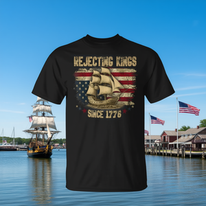 T-shirt con stampa “Rejecting Kings Since 1776 Liberty Patriotic Usa Sailboat”. - Product Image 3