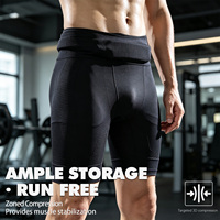 Shorts de compression sans couture pour hommes, 4 pouces, évacuation de l'humidité, plusieurs poches, pour cyclisme et course à pied