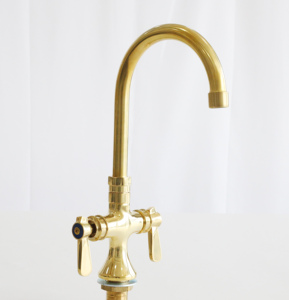 Đồng Thau Tự Nhiên Kết Thúc Vòi Bếp Đơn Lỗ Xử Lý Kép - Product Image 2