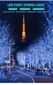 10-100M <span class=keywords><strong>LED</strong></span> bóng đèn dây đèn không thấm nước trong nhà ngoài trời Cổ Tích Rèm giáng sinh trang trí đám cưới cao su cáp làm bằng nhựa - Product Image 4