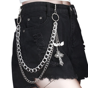 <b>Cross</b> Double Layer Trouser <b>Chain</b> Zinc Alloy Waist <b>Chain</b> Daily Wear Punk Style Body <b>Chain</b> - Product Image 1