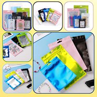 Guandu, pequeña empresa, a prueba de humedad, ventana mate, sello de cremallera resellable, bolsa de embalaje para accesorios de uñas, piedras preciosas y collares