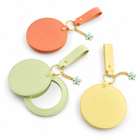 Miroir de poche double personnalisé en PU imprimé UV, accessoire décoratif portable pour breloque de sac et maquillage quotidien en voyage