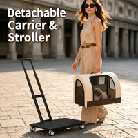 Poussette de transport pour animaux de compagnie pliable avec poignée télescopique réglable, roues pivotantes silencieuses, capacité 10 kg, en tissu Oxford, pour chats et chiens, OEM