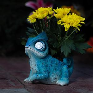 Bison <span class=keywords><strong>caméléon</strong></span> planteur solaire jardin décorations Figurine extérieur LED décor Figure éclairer décoratif Statue Accents pour cour - Product Image 3