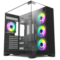 Escritorio de Torre completa con carcasa de PC blanca de vidrio lateral LCD gabinete de CPU ATX caja de computadora de juegos de refrigeración
