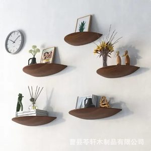 Cross-border wooden wall-mounted semi-circular <b>shelf</b>, wall storage <b>rack</b>, Nordic style entryway <b>shelf</b>, background wall decoration - Product Image 3