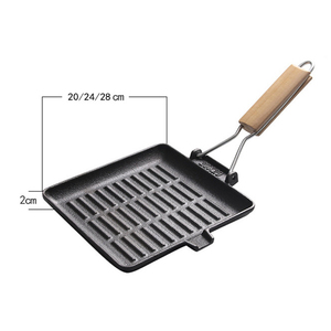 Multipurpose Steak <strong>Frying</strong> <strong>Pan</strong> Folding Handles Cast Iron <strong>Grill</strong> Deep Square Griddle <strong>Pan</strong> Non Stick Ultralight Cooking <strong>Pans</strong> - Product Image 2
