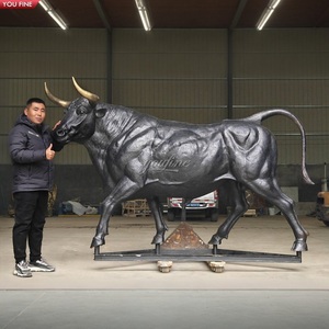 Sculpture de bétail en laiton YOUFINE, projet de décoration artistique de place extérieure personnalisée, sculpture de <span class=keywords><strong>taureau</strong></span> espagnol en bronze grandeur nature - Product Image 6