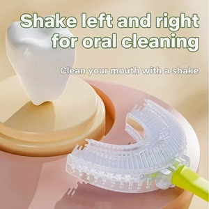 <b>U</b>-<b>Shaped</b> Children's <b>Toothbrush</b> Cartoon Animal Baby <b>Toothbrush</b> 360 Degree <b>Kids</b> Teeth Oral Care Cleaning Brush Silicone Teether - Product Image 3