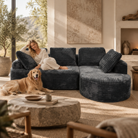 Canapé modulaire en forme de L compressé avec coussin en mousse haute densité et revêtement en velours tufté, idéal pour appartement