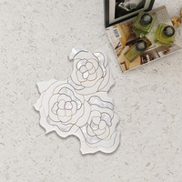 Carrelage en mosaïque de marbre blanc à motifs floraux pour salle de bain, jet d'eau