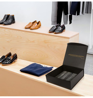 Boîtes d'emballage pour vêtements en tissu noir mat magnétique de luxe