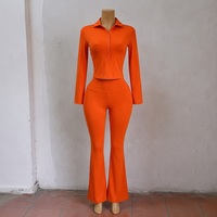 Nouvel ensemble décontracté 2 pièces pour femme : crop top à col polo et demi-boutons, manches longues, et pantalon évasé en corduroy – Collection Automne 2026