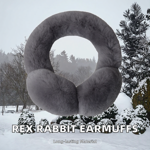 Orejeras de invierno de piel para mujer, piel de conejo Rex suave de doble cara, a la moda de piel gruesa cubierta de oreja, cálida y elegante - Product Image 3