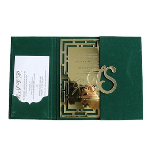 Mirror Laser-Cut Acrylic & Paper Invitations | Green Gatefold Cards
