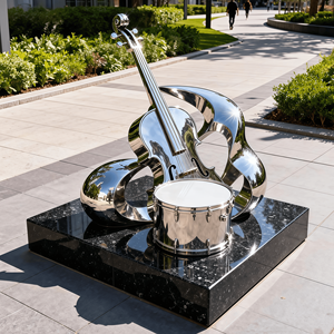 定制现代不锈钢小提琴大提琴吉他雕塑，采用焊接工艺，音乐婚礼装饰 - Product Image 3