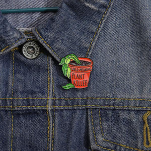 دبوس بروش من المينا بالتنقيط من سبيكة نباتية أنيقة باللون الأخضر "نوع القاتل" دبوس طية صدر عصري من الزنك للملابس والإكسسوارات - Product Image 4