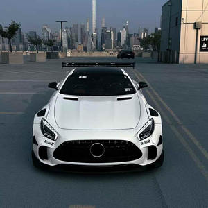 Nouveau Kit de carrosserie large en fibre de carbone <span class=keywords><strong>Mercedes</strong></span> <span class=keywords><strong>AMG</strong></span> <span class=keywords><strong>GT</strong></span> Style GT3 Diffuseur de lèvre de pare-chocs avant Spoiler Découpes d'échappement à visser améliorées - Product Image 2