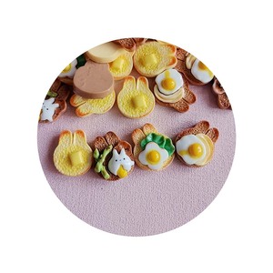 Nouveau doux 100 pièces Kawaii dessin animé <span class=keywords><strong>lapin</strong></span> forme pain grillé avec oeufs frits résine Flatback Cabochons <span class=keywords><strong>pour</strong></span> bijoux à bricoler soi-même artisanat - Product Image 2