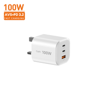 Vina 100W 65W Charger Portabel 100W GaN dengan Teknologi AVS+PD 3.2 dan Dua Port USB C untuk Penggunaan di Rumah, Kantor, dan Perjalanan.